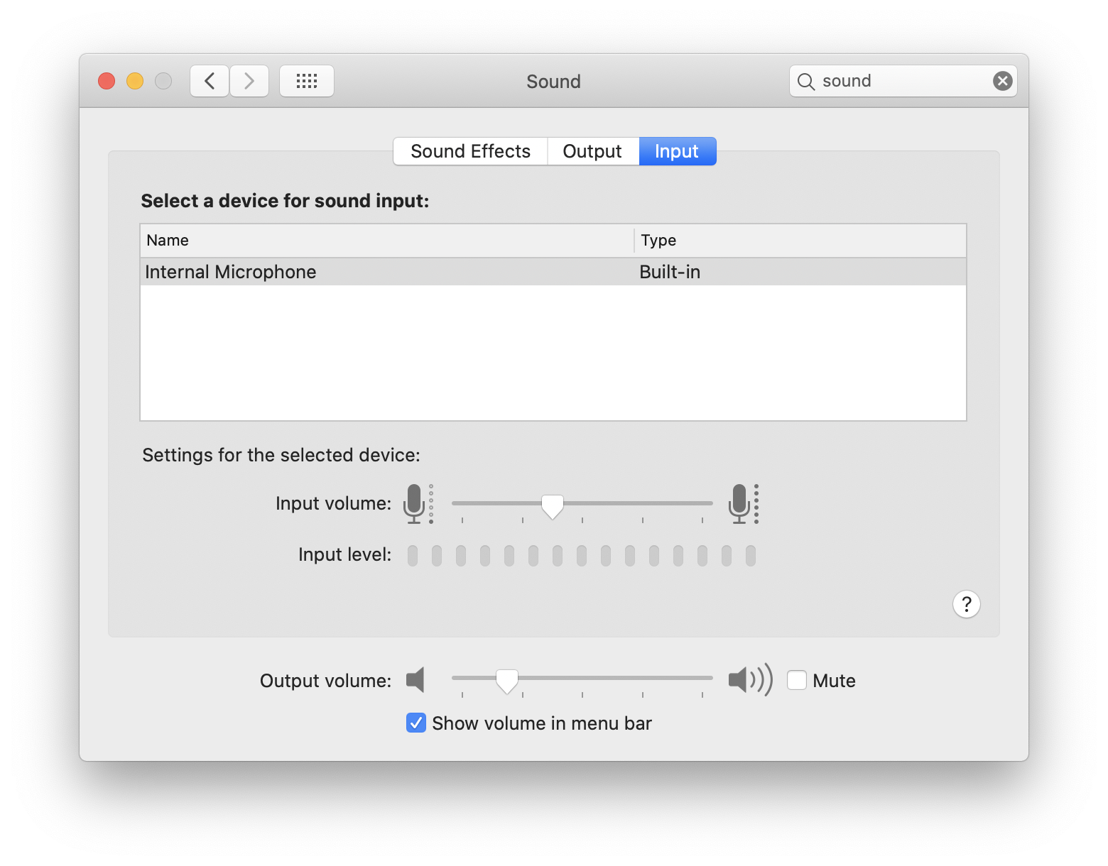 Image of the macOS Catalina input selection control panel
