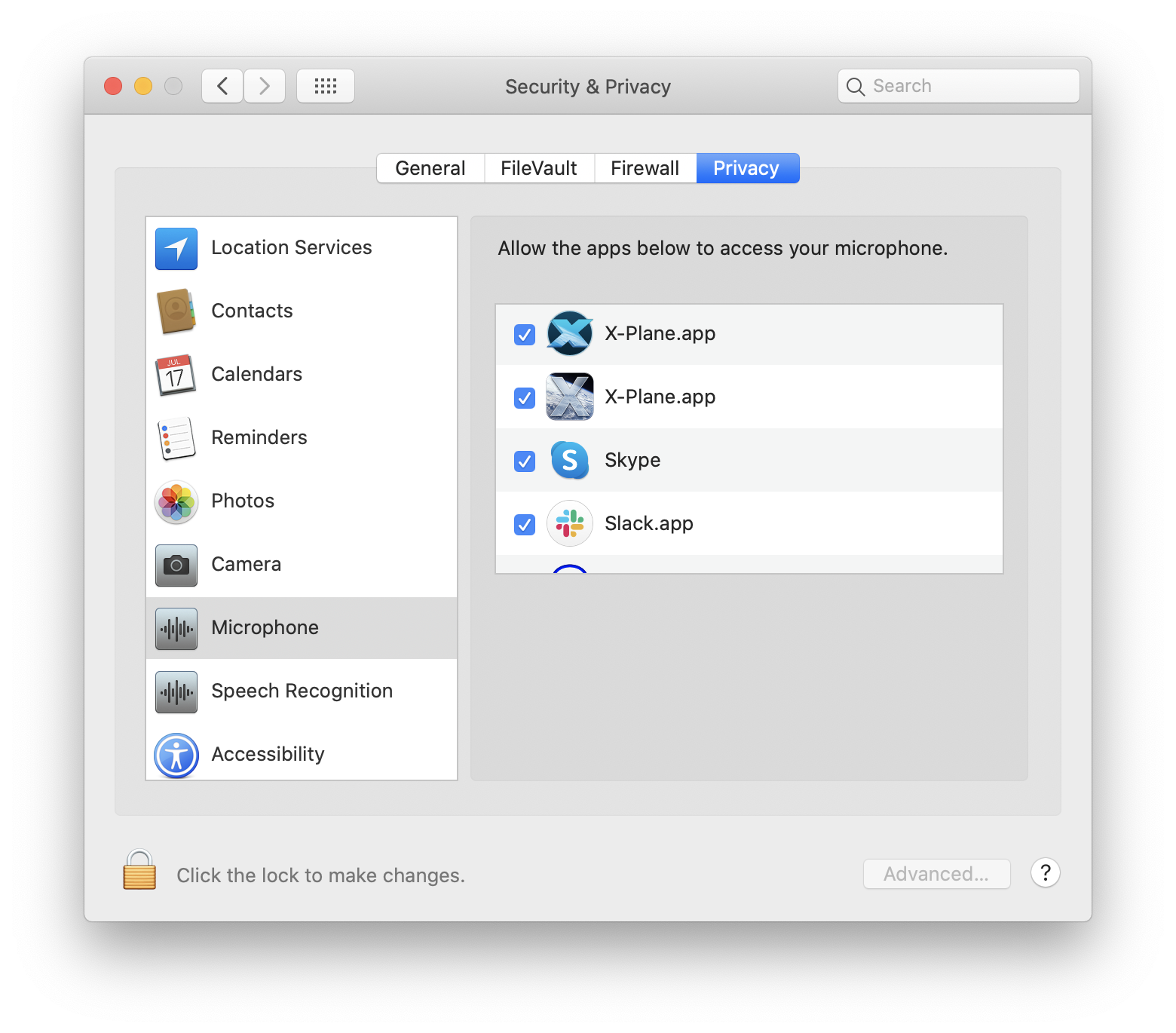 Image of the macOS Catalina microphone permissions dialog