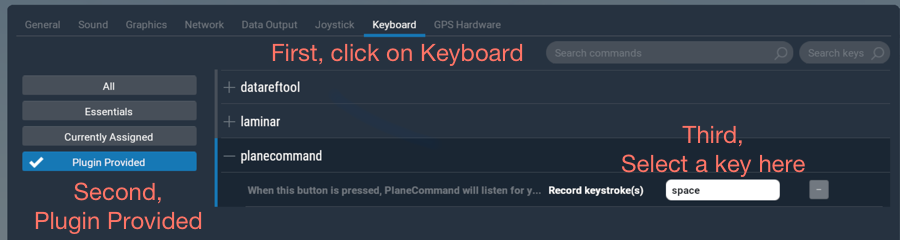 xplane 11 quick keys